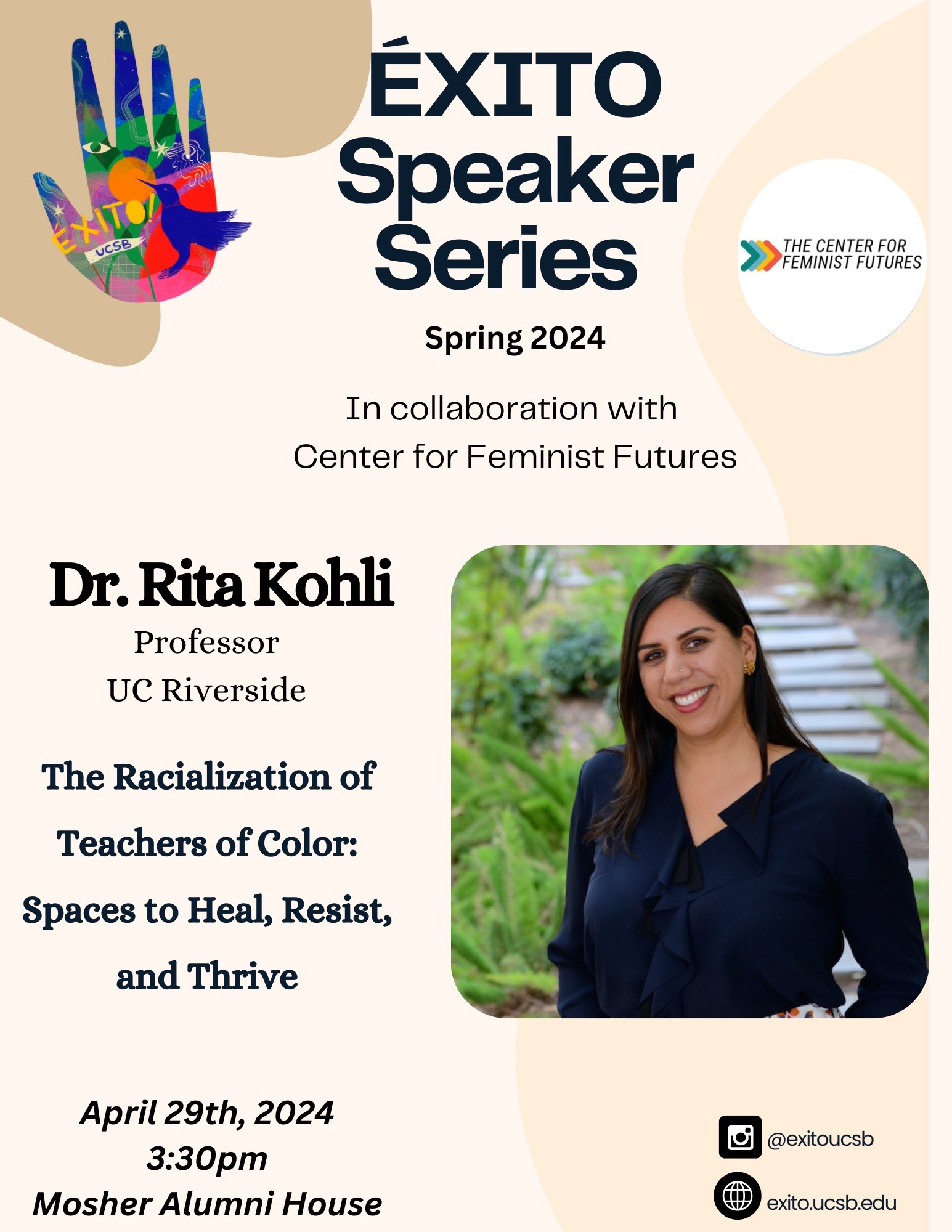 Flyer Featuring information for Dr. Rita Kohli Talk on April 29, 2024