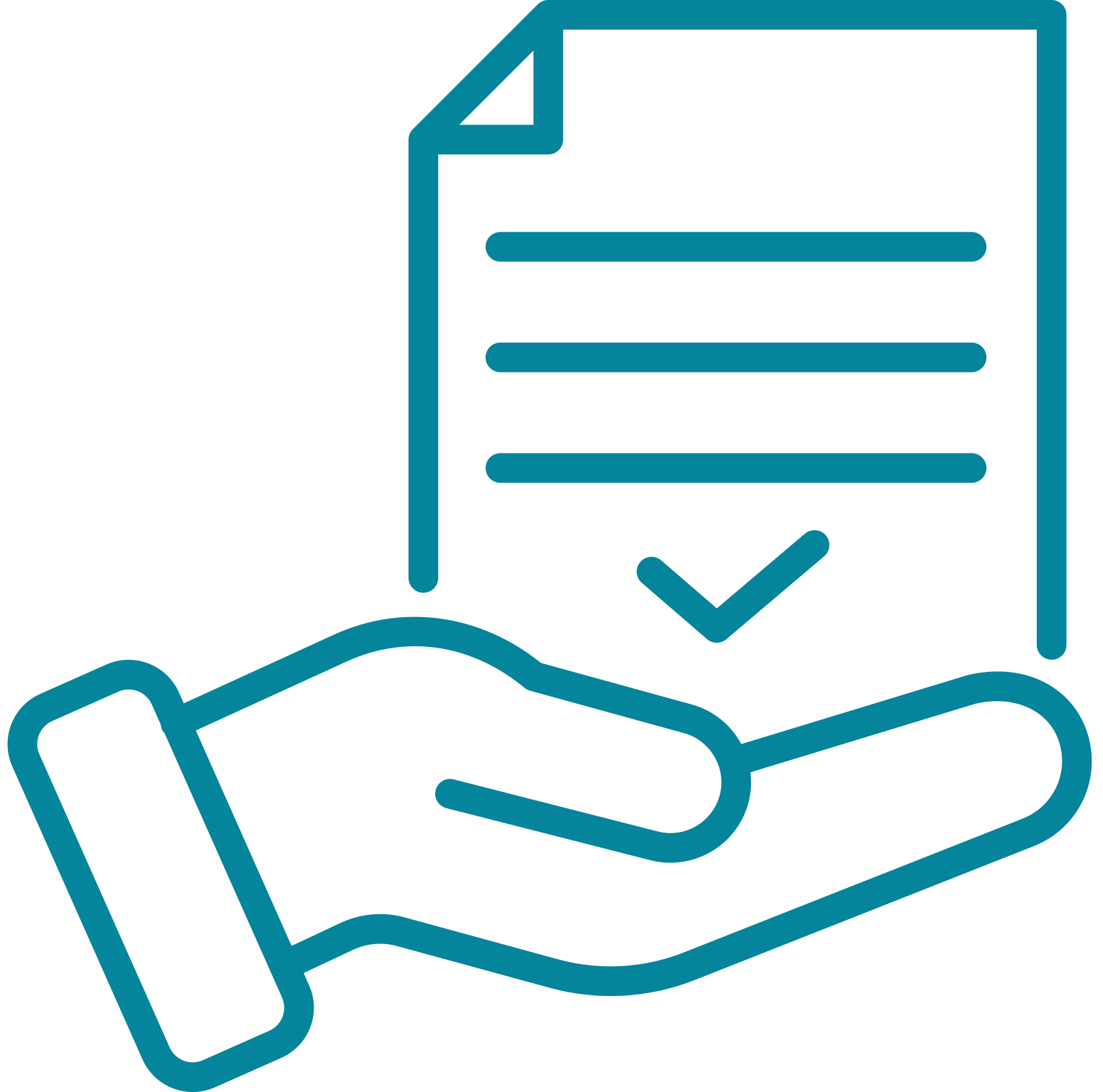 Handout icon showing profile stylized hand holding a document icon